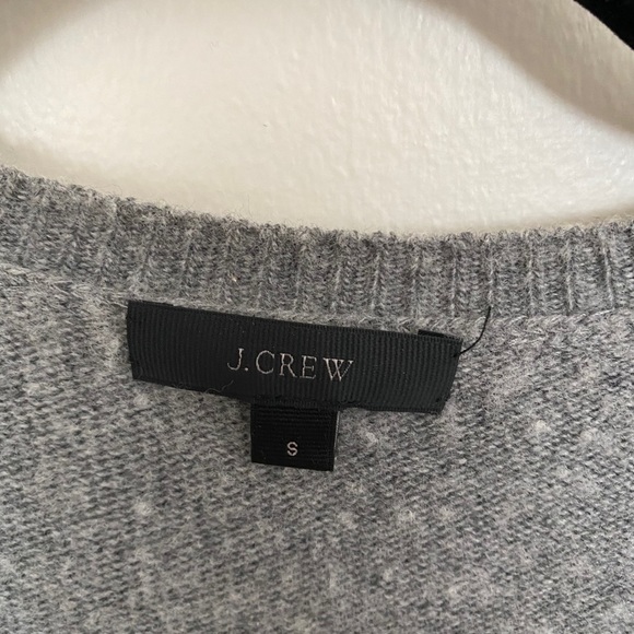 J crew sweater gray with brown leather patches - Picture 2 of 3
